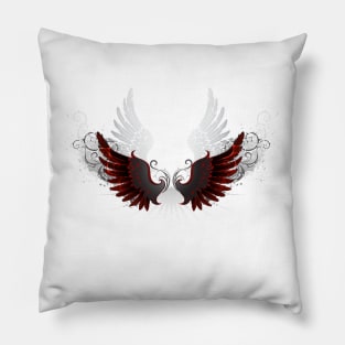 Stylized patterned black wings Pillow