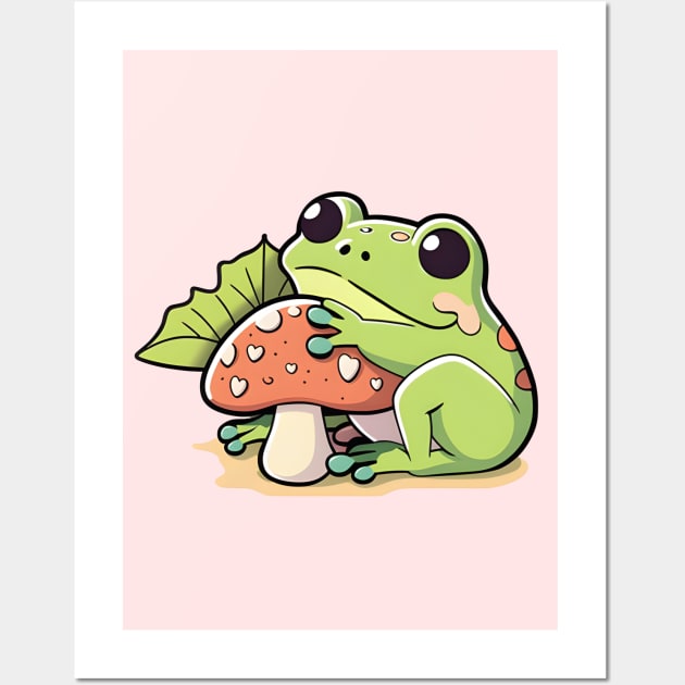 Cute Kawaii Frog with Mushroom