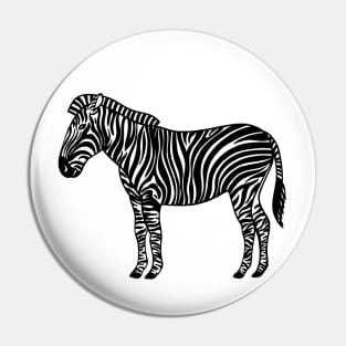 Zebra Ink Art - cool African animal design - on white Pin