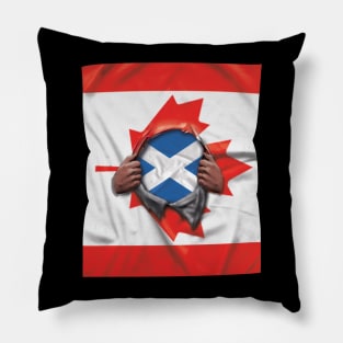 Scotland Flag Canadian Flag Ripped - Gift for Scottish From Scotland Pillow