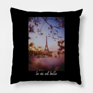 life is Beautiful tshirt, modern art, streetwear black Pillow