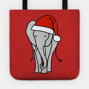 Grey Elephant in a Christmas Santa Hat Tote