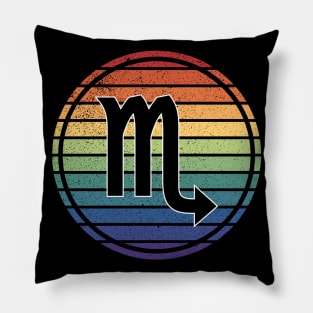 Vintage Distressed Rainbow Gay Pride Zodiac Scorpio Pillow