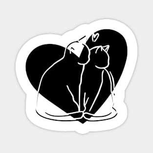 Black and white cats in love Magnet