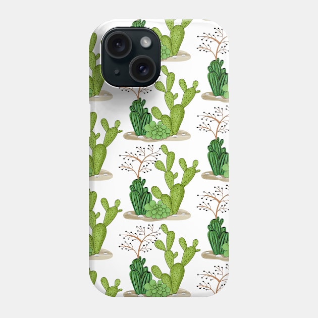 Cactus Pattern Phone Case by Designoholic