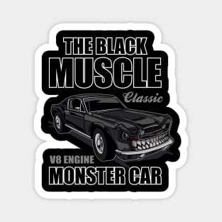 BLACK MONSTER MUSCLE CAR Magnet