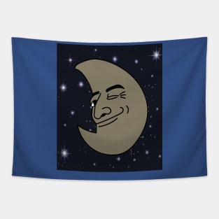 Luminous Moon Half Moon Face Tapestry