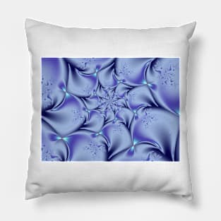 Silky Blue Fractal Spiral Pillow