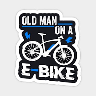 Old Man On A E Bike Electronic Bicycle Sports Bike Biker Magnet