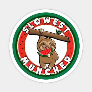 Slowest Muncher Sloth eating Watermelon Magnet