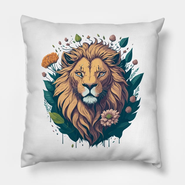 Lion's Regal Roar Pillow by ArtisanEcho