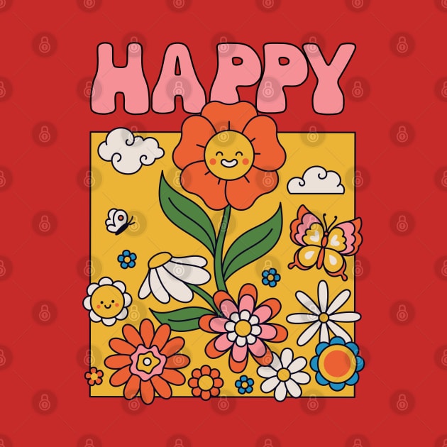 Happy groovy flower children colorful lettering by RedCrunch