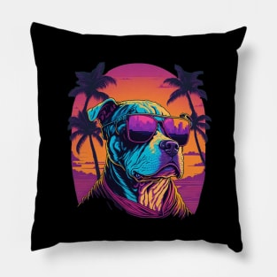 cool pitbull dog with sunglasses Pillow