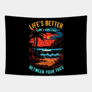 Life's better with a little sand between your toes | Summer Beach lover Funny Tapestry