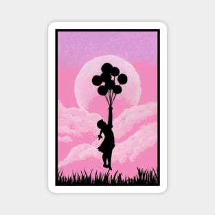 Girl in Pink Cloudy Sky Magnet