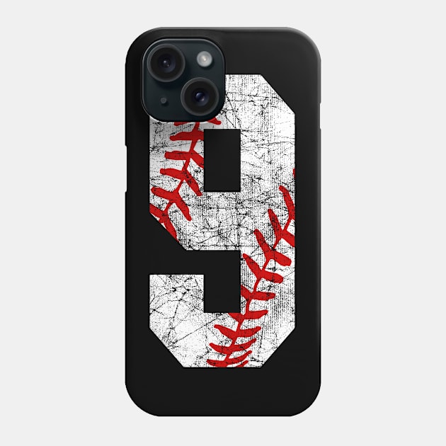 Vintage #9 Baseball Laces Baseball Mom Jersey Love Baseball T-shirt Phone Case by TeeCreations