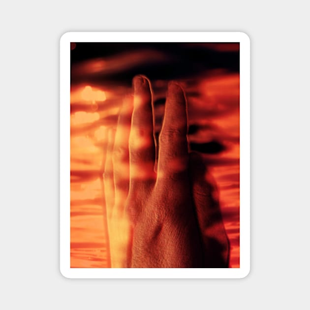 Digital collage and special processing. Hand near soft light. Soft and calm. To exist. Orange and warm. Magnet by 234TeeUser234