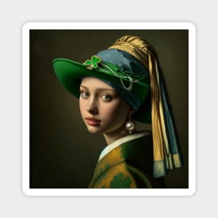 St. Paddy's Pearl: Girl with a Pearl Earring St. Patrick's Day Celebration Magnet