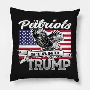 Patriots Stand With Trump Eagle USA Flag Patriot Design Gray Pillow