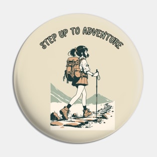 "Trailblazer's Delight: Step Up to Adventure Hiking Graphic Tee" Pin