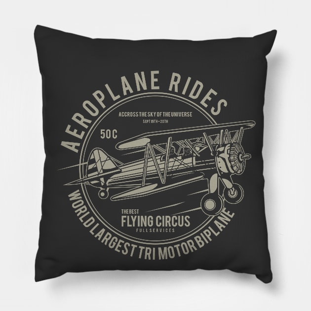 Aeroplane Rides: Flying Circus Pillow by Jarecrow 
