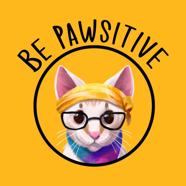 Stay Pawsitive Shirt, Be Pawsitive Shirt, Cat Positivity Shirt, Sarcastic Cat Shirt, cute paw t-shirt, Pawsitive Catitude, Funny Cat Lady Gift, Cat Mom Shirt Gift, Nerd Cat Shirt, Funny Nerdy Cat, Cute Nerd Cat Shirt, Cute Nerd Shirt, Cat Owner Gift Tee by GraviTeeGraphics