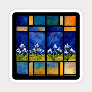 Texas Bluebonnets Stained Glass Magnet