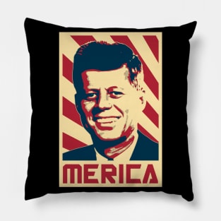 John F Kennedy Merica Retro Propaganda Pillow