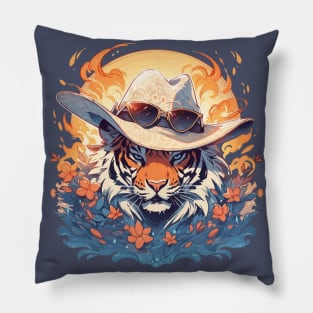 A fancy tiger ready for summer Pillow