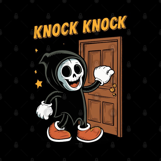 Funny Grim Reaper Knocking On A Door by Custom Prints HD