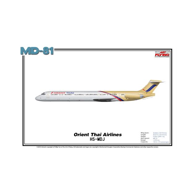 McDonnell Douglas MD-81 - Orient Thai Airlines (Art Print) by TheArtofFlying
