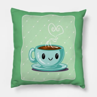 Happy Coffee Green Pillow