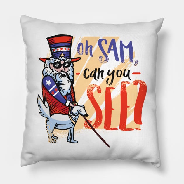 Funny Uncle Sam - Oh Sam, Can You See? 4th July Gift Pillow by Ramadangonim