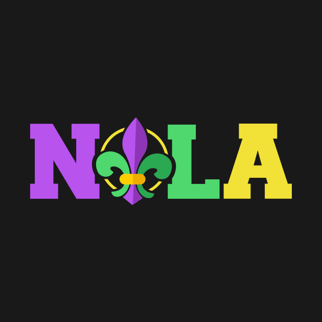 New Orleans Nola in Mardi Gras colors and fleur de lis by Designzz