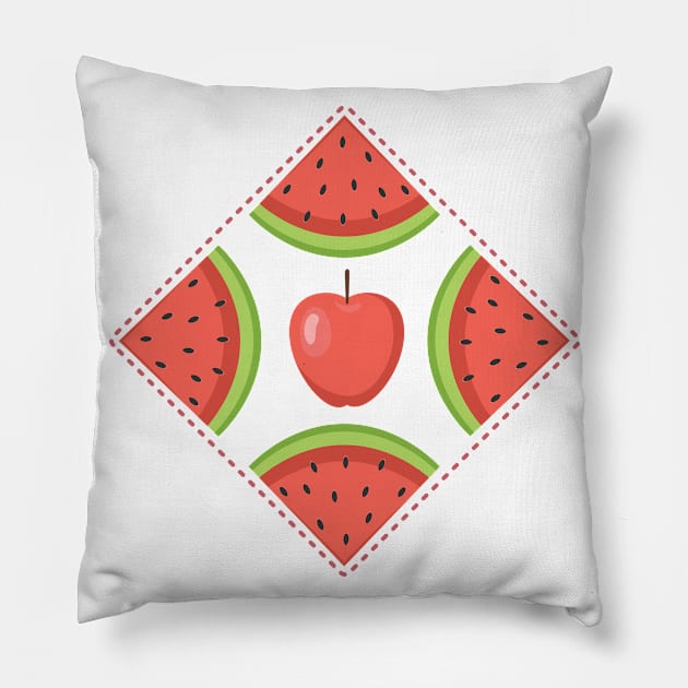 Apple Watermelon Badge Pillow by SWON Design