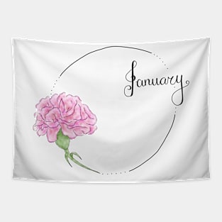 January Flower Months Tapestry