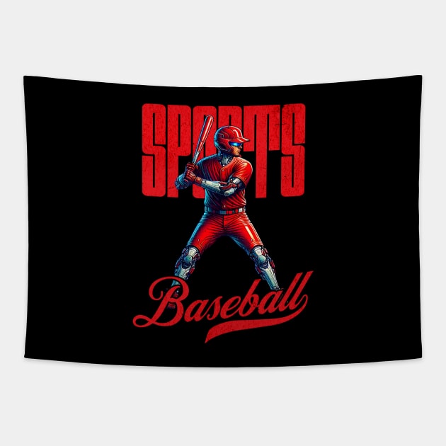 baseball player sports mechanic futuristic Tapestry by Dracoola