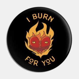 Heart In Flames Badge Vintage Tattoo Art Pin