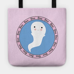 Sweet Ghost Emblem Halloween Circle Design Tote