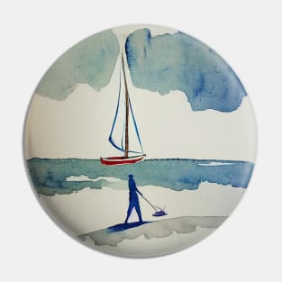 Sailing Boat and Man Pin