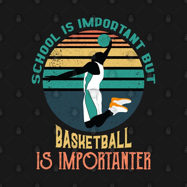 School Is Important But Basketball Is Importanter,RETRO VINTAGE BASKETBALL by happy6fox