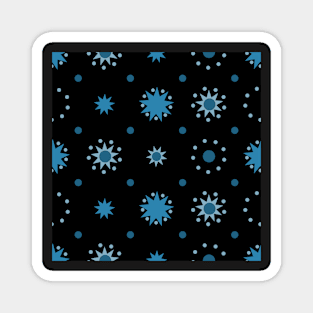 Suns and Dots Blue on Black Repeat 5748 Magnet