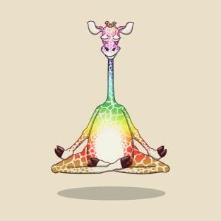 Levitating Meditating Giraffe Rainbow T-Shirt