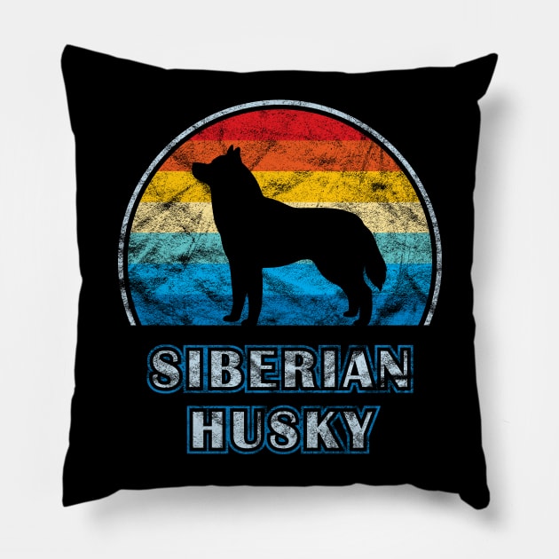 Siberian Husky Vintage Design Dog Pillow by millersye