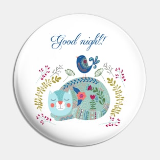 good night cute cat flower Pin