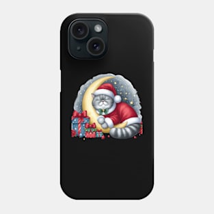 British Shorthair Cat On The Moon Christmas Phone Case