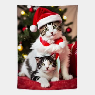 Christmas Cat - Modern Digital Art Tapestry