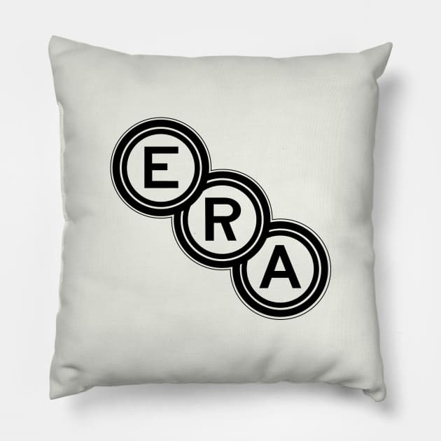 ERA (English Racing Automobiles) emblem (1933-1954) - black print (looks just right on old english white !) Pillow by retropetrol