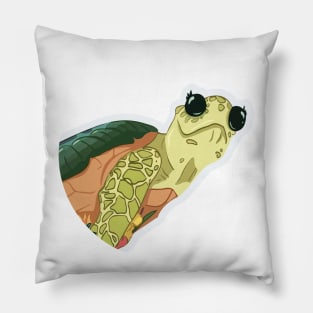Cute Cartoon turtle With Grass And Flowers, Tortoise Lovers Pillow