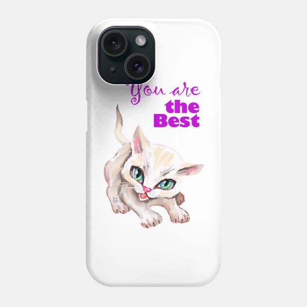 Sweet cute white kitten best friend. Love you cat. Phone Case by Rukki Zukki Art